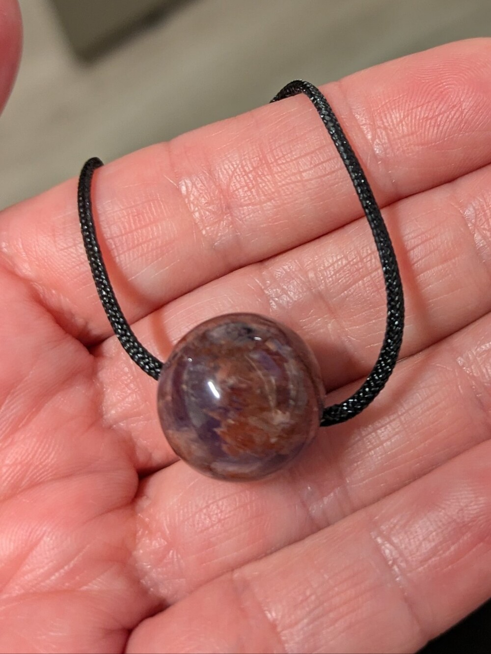 Purple Super Seven Bead Necklace on Black Cord